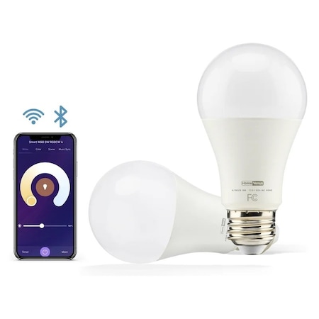 Homevenus Smart Light Bulb, 9W A19 RGB Color-Changing LED Light Bulb with Music Sync, 2-Pack SYTA2C9-01-2P